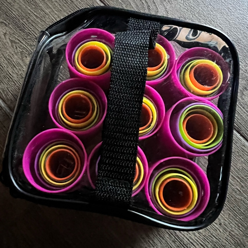 Multi Pack Plastic Hair Roller Set 5 Sizes w/ Clips Rainbow Curlers Case Curly